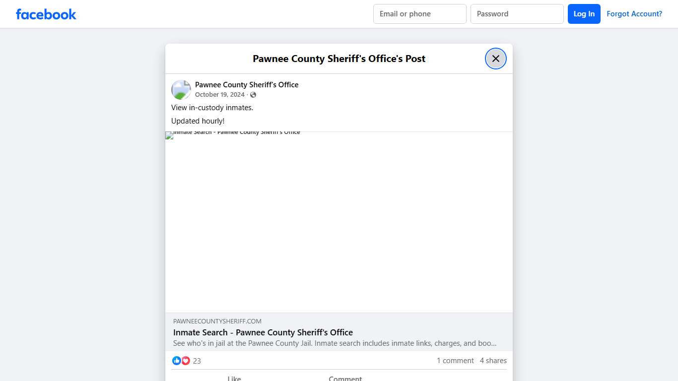 View in-custody inmates.... - Pawnee County Sheriff's Office Facebook